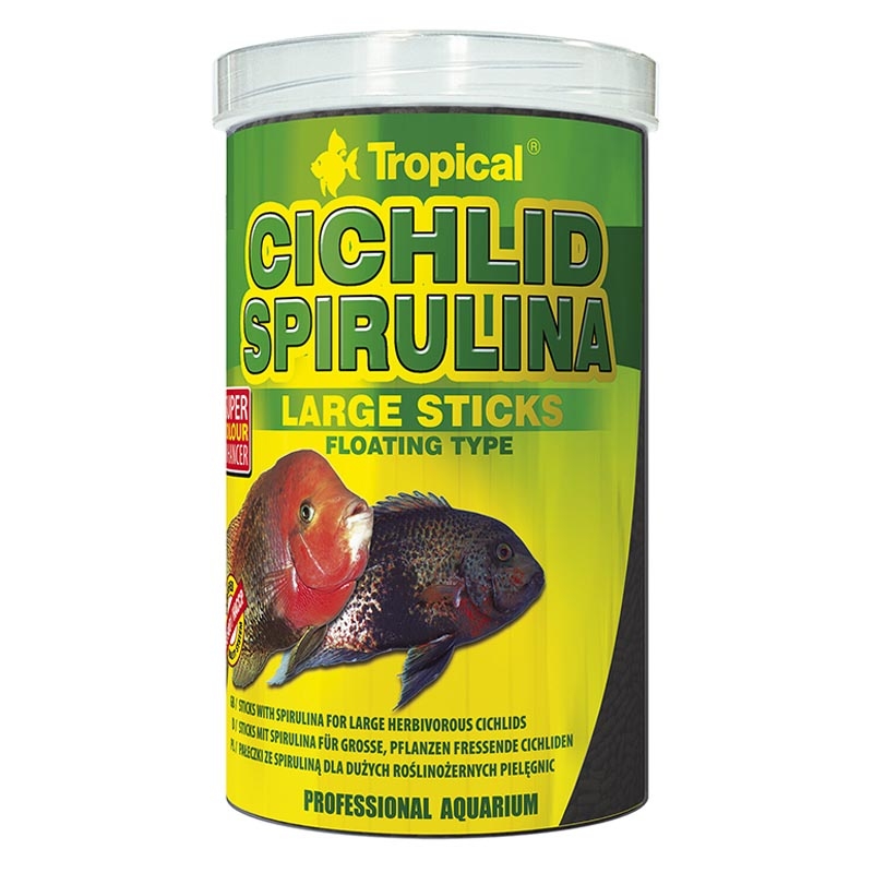 Tropical Cichlid Spirulina Large Sticks 1000ml/300gr - stick vegetali con spirulina per Ciclidi di taglia grande