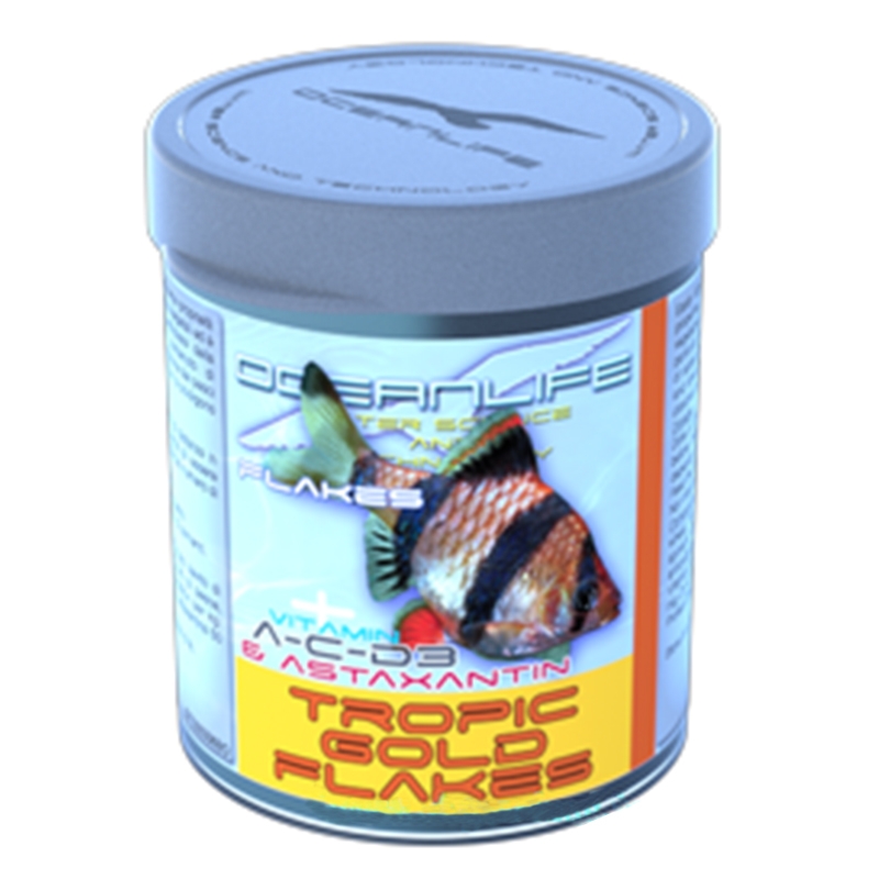 OceanLife Tropic Gold Flakes 180gr - mangime base in fiocchi specifico per Ciprinidi