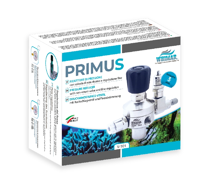 Whimar Primus mod. V101 con manometro di bassa pressione - riduttore di pressione per bombole CO2 usa e getta passo 10x1