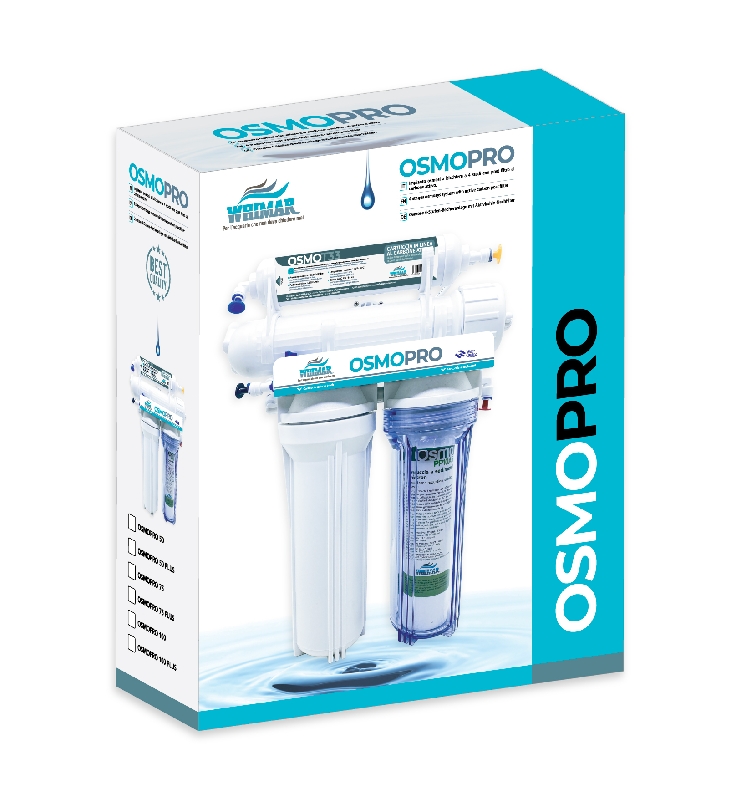 Whimar OsmoPro 50GPD 190 L/g - Impianto osmosi a bicchiere con membrana Vontron, lavaggio membrana e post-filtro al carbone