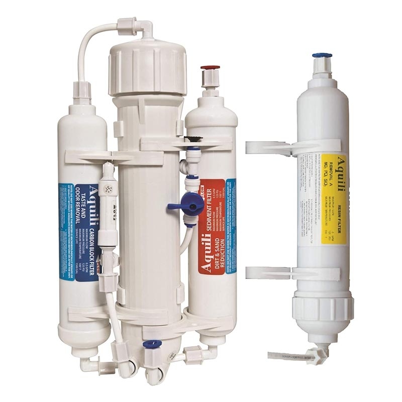 Aquili impianto ad osmosi in-line a 4 stadi 75GPD con filtro anti NO3 PO4 SiO2 e Flush Valve