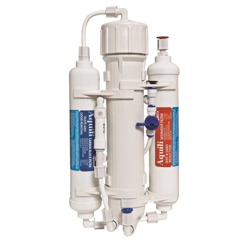 Aquili impianto ad osmosi in-line a 3 stadi 75GPD con Flush Valve