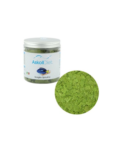 Askoll Diet Scaglia Spirulina - Alimento completo per tutti i pesci ornamentali di acqua marina