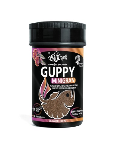 Haquoss Guppy MiniGran 100ml - mangime completo in micro-granuli per guppy