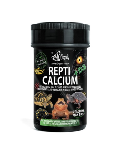 Haquoss Repti Calcium +D3 100ml/80gr - Puro calcio in polvere (39%) con vitamina D3