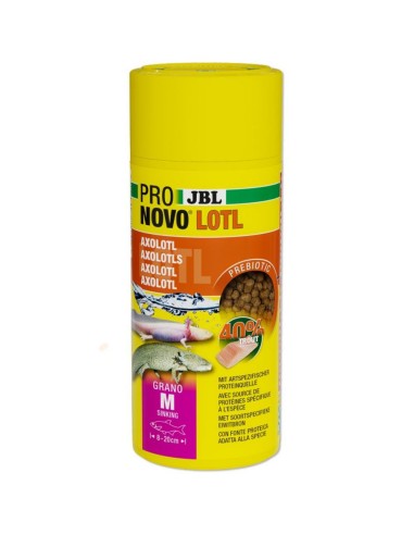 JBL ProNovo Lotl Grano M 250ml - Mangime base in granuli per Assolotti e Tritoni da 8 a 20cm