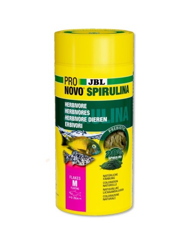 JBL ProNovo Spirulina Flakes M - Mangime in fiocchi a base di spirulina per tutti i pesci da 8 a 20 cm