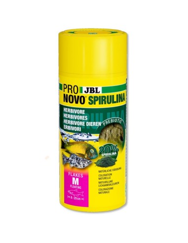 JBL ProNovo Spirulina Flakes M - Mangime in fiocchi a base di spirulina per tutti i pesci da 8 a 20 cm