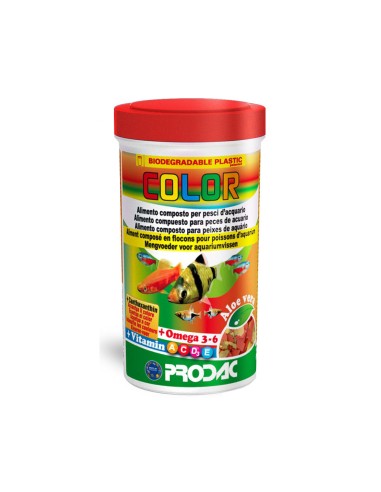 Prodac Color Fish Flakes 250ml / peso 50gr - Alimento per Tutti i Pesci Tropicali Arricchito con Astaxantina e Cantaxantina