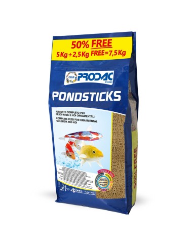 Prodac Pond Sticks Sacco Allevatori 7,5kg - sticks per pesci di media e grossa taglia che vivono in laghetti