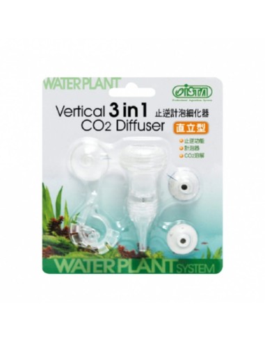 Ista Vertical 3 in 1 CO2 Diffuser - diffusore-contabolle in acrilico valvola di non ritorno e fermatubo