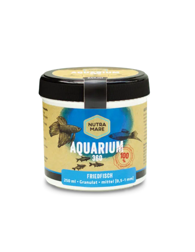 Nutramare Aquarium360 Zierfisch-Hauptfutter Ø0,5-1mm 250ml - granulato Premium per pesci d'acqua dolce