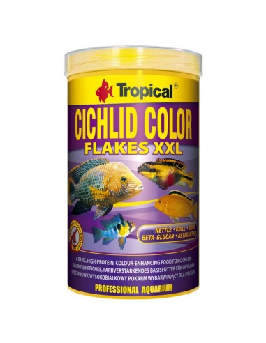 Tropical Cichlid Color Flakes XXL 1000ml/160gr - Mangime Base Intensifica i Colori dei Ciclidi - con beta-glucano e ortiche