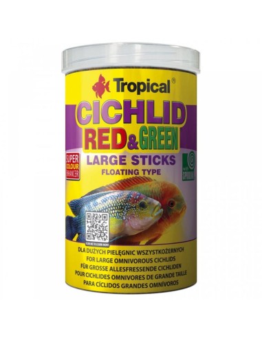 Tropical Cichlid Red & Green Large Sticks - stick con astaxantina e spirulina per Ciclidi di taglia grande