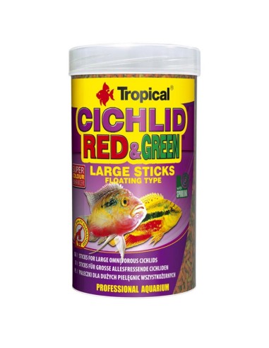 Tropical Cichlid Red & Green Large Sticks - stick con astaxantina e spirulina per Ciclidi di taglia grande