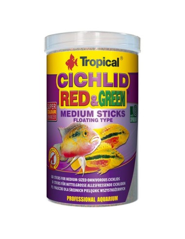 Tropical Cichlid Red & Green Medium Sticks - stick con astaxantina e spirulina per Ciclidi di taglia media