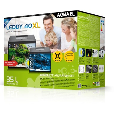 Aquael Aquarium Set Leddy 40XL Day&Night Nero - acquario cm41X25X35h completamente accessoriato