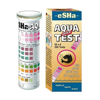 Esha Aqua Quick Test 6 Test in Uno (Cl2+No2+No3+Kh+Gh+Ph) 50 Strisce 250 misurazioni