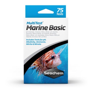 Seachem MultiTest Marine Basic 75 misurazioni - test per la valutazione di pH,Ammonaca e Nitrati in acqua marina