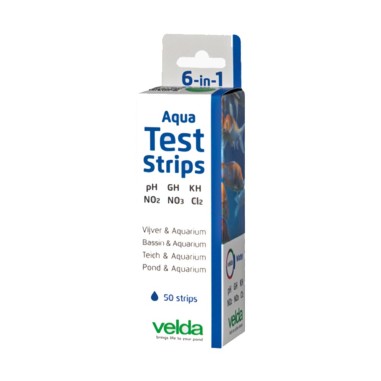 Velda Aqua Test Strips 6in1 50pz- strisce per la misurazione di pH,GH,KH,NO2,NO3,Cl2 in acquari e laghetti